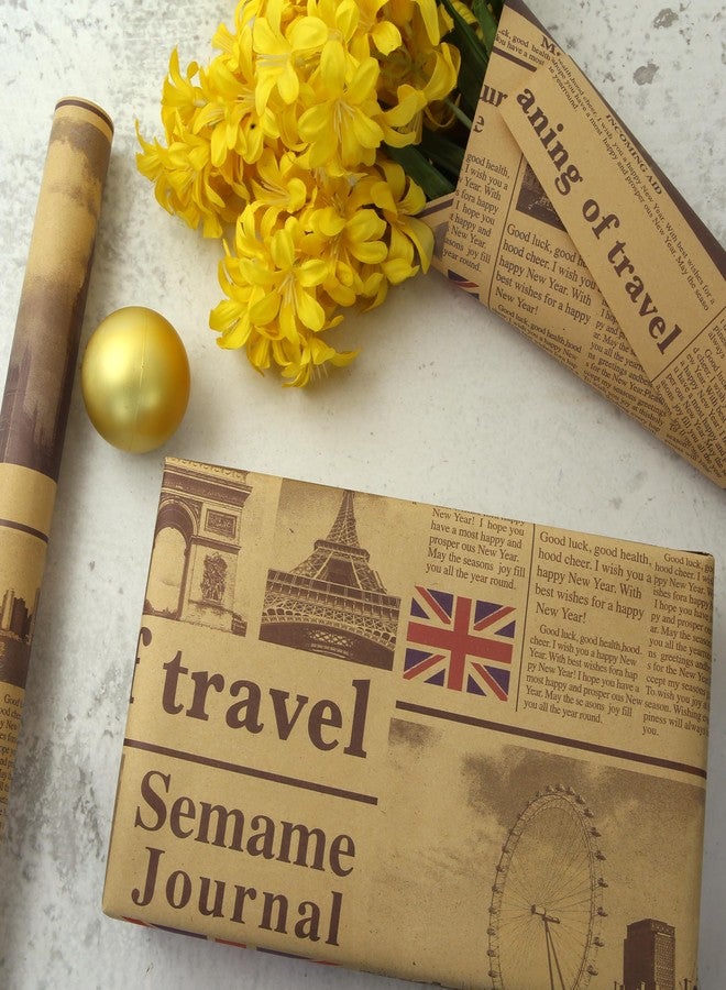 Geluode Vintage London Wrapping Paper, 4 Sheets British London Big Ben Design Kraft Wrapping Paper 20x28 inches, Kraft Traveller Gift Wrap Folded Flat for Birthday or National Day - Image 4